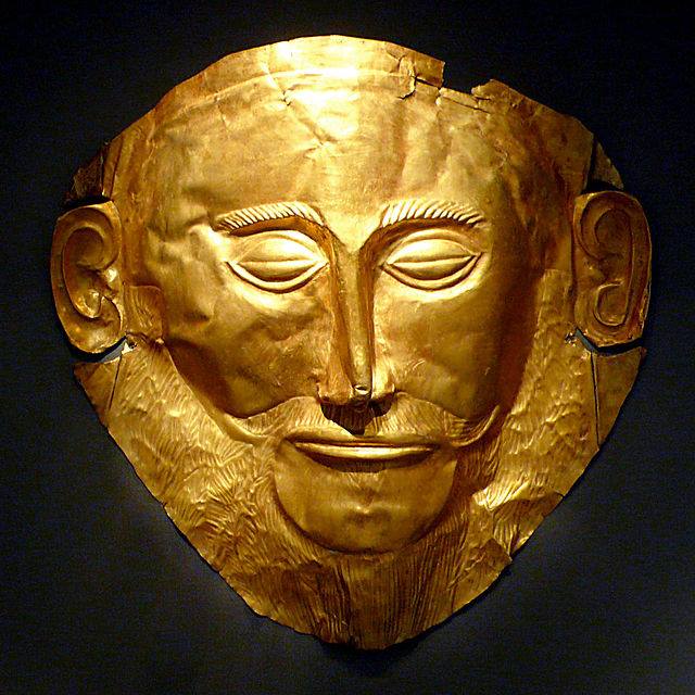 Masque funéraire en or, d'Agamemnon, Mycène 1550 - 1500 av. J.C.