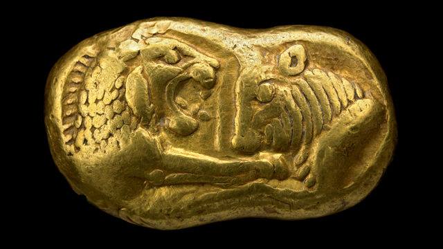 Pièce en or frappée sous le règne de Crésus (550 av. J.C.) - Lydie