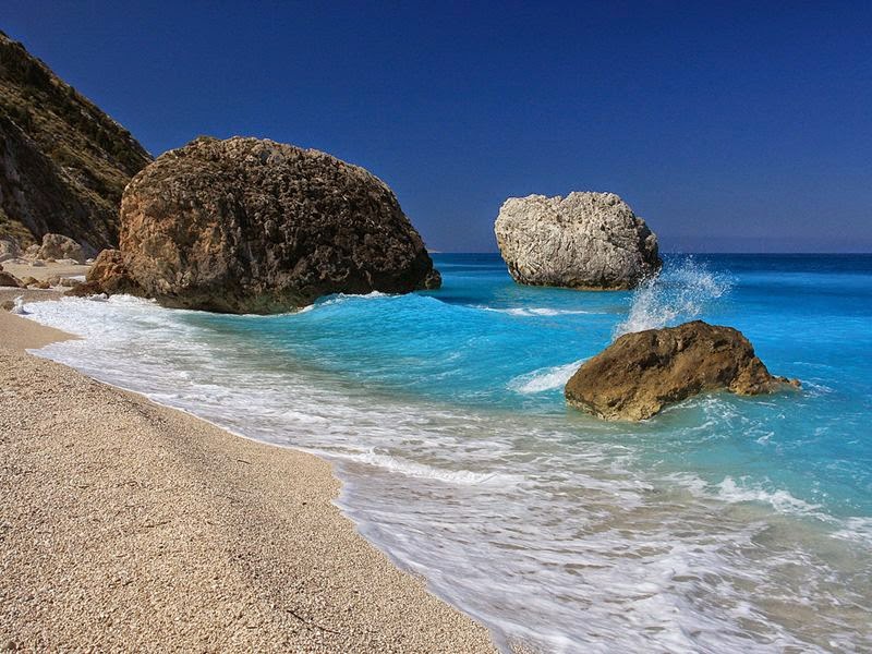 Spiaggia di Megali Petra, isola di Leucade - Grecia