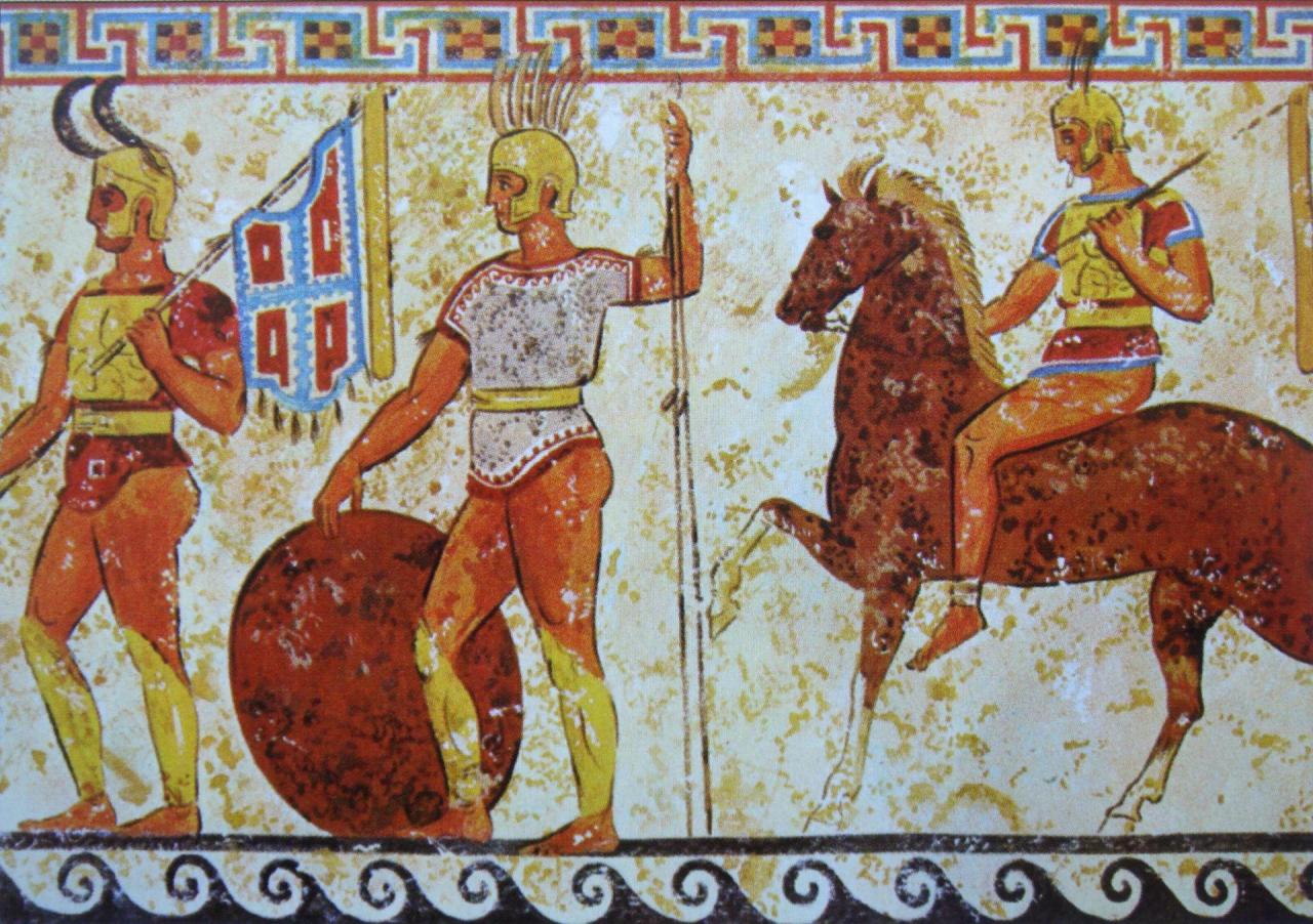 Soldats samnites, frise, Paestum en Lucanie, IVe siècle av. J.-C.