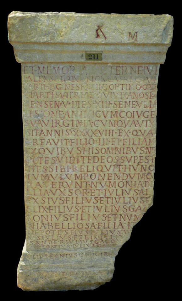 Stèle funéraire du verrier carthaginois Julius Alexander (Ier s.)