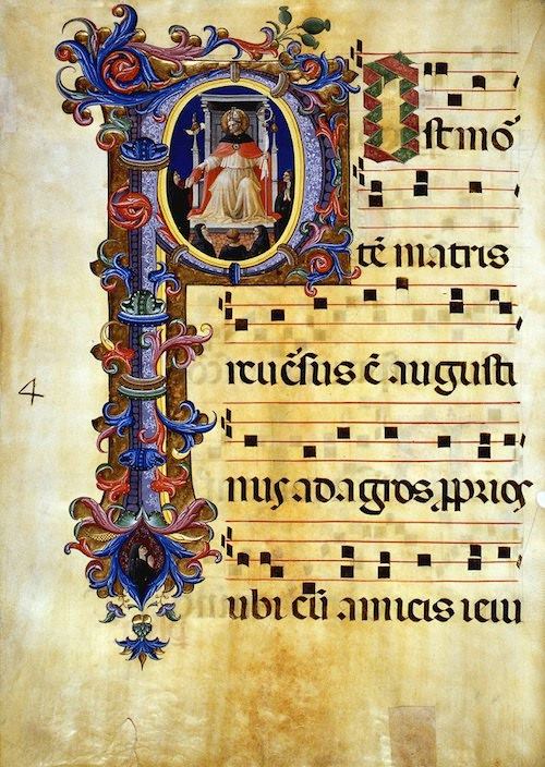 XIIe siècle, Antiphonaire ; caractères en gothique 