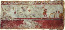La bataille des Fourches Caudines Soldats samnites. Fresque lucanienne, Paestum, vers 320 av. J.-C..j