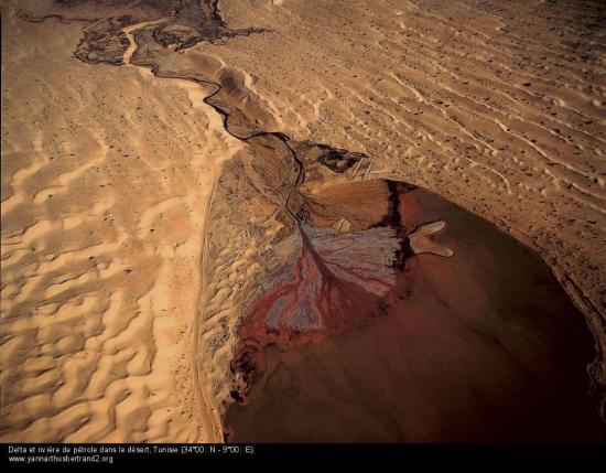 Delta et rivière de pétrole dans le désert - Tunisie