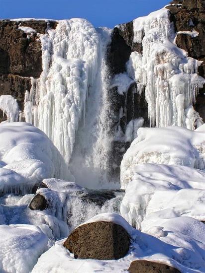 Cascades gelées, Oxarafoss, Parc National de Thingvellir - Islande